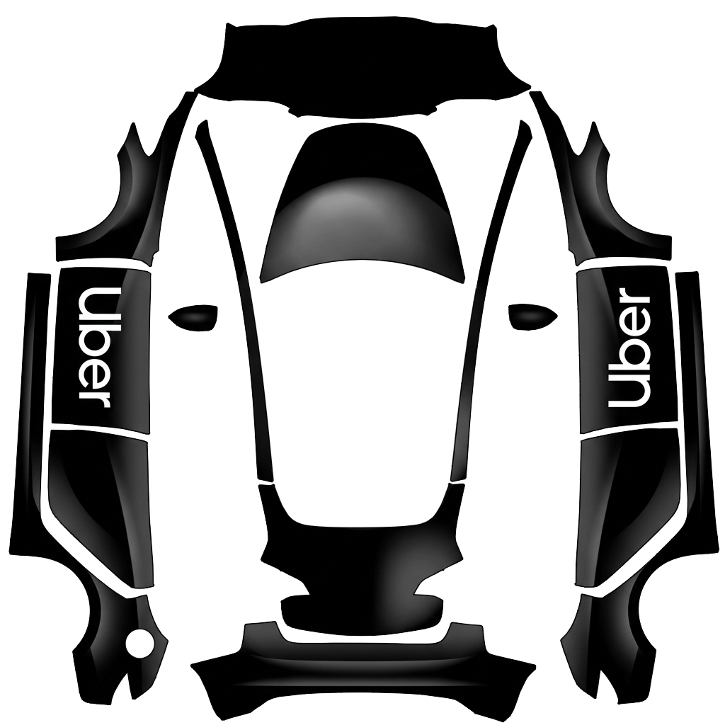 Tesla Model 3 with a Uber Black Rideshare wrap, 3D preview