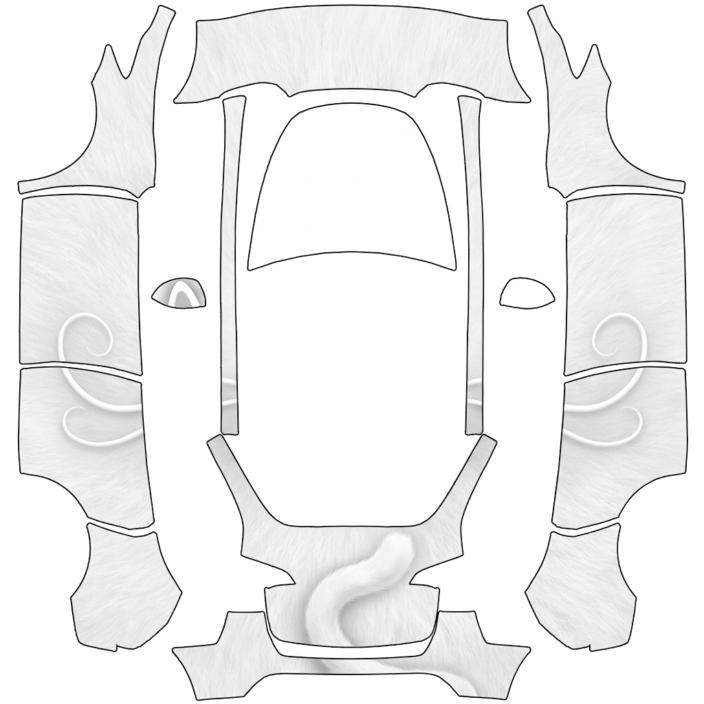 White Tesla Model Y wrap PNG - flat 1024x1024 wrap PNG template for Tesla Model Y Paint Shop