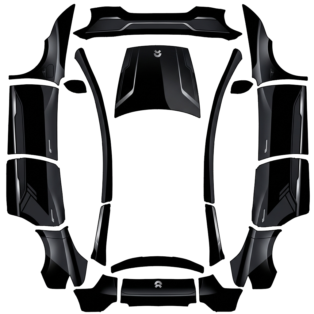 Black Tesla Model Y L wrap PNG - flat 1024x1024 wrap PNG template for Tesla Model Y L Paint Shop