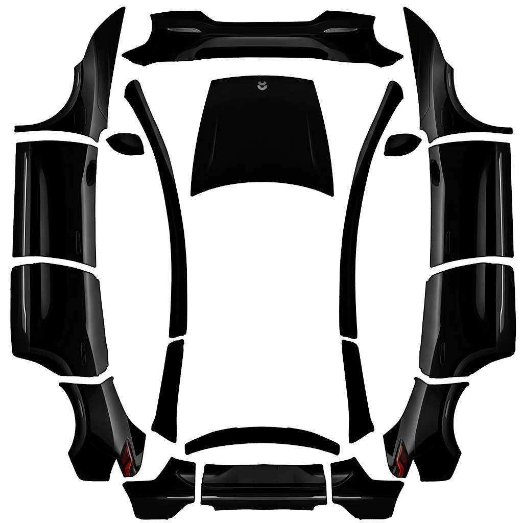 Black Tesla Model Y L wrap PNG - flat 1024x1024 wrap PNG template for Tesla Model Y L Paint Shop
