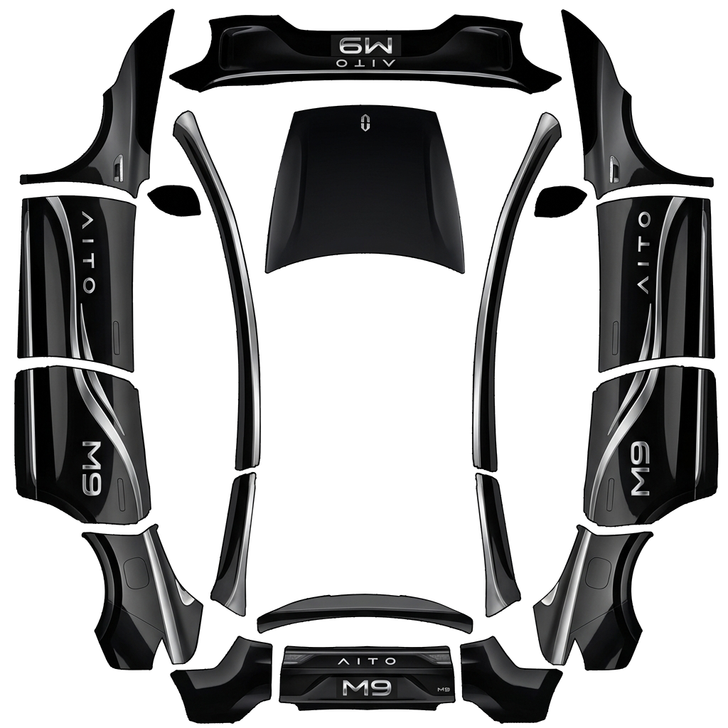 Black Tesla Model Y L wrap PNG - flat 1024x1024 wrap PNG template for Tesla Model Y L Paint Shop