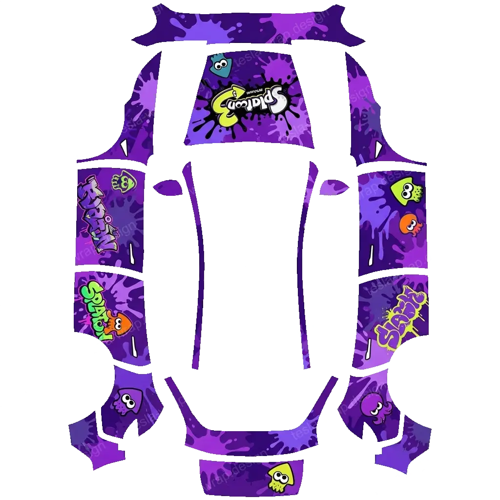 Tesla Model Y (2025+) wrap design - splatoon 3, mainly purple