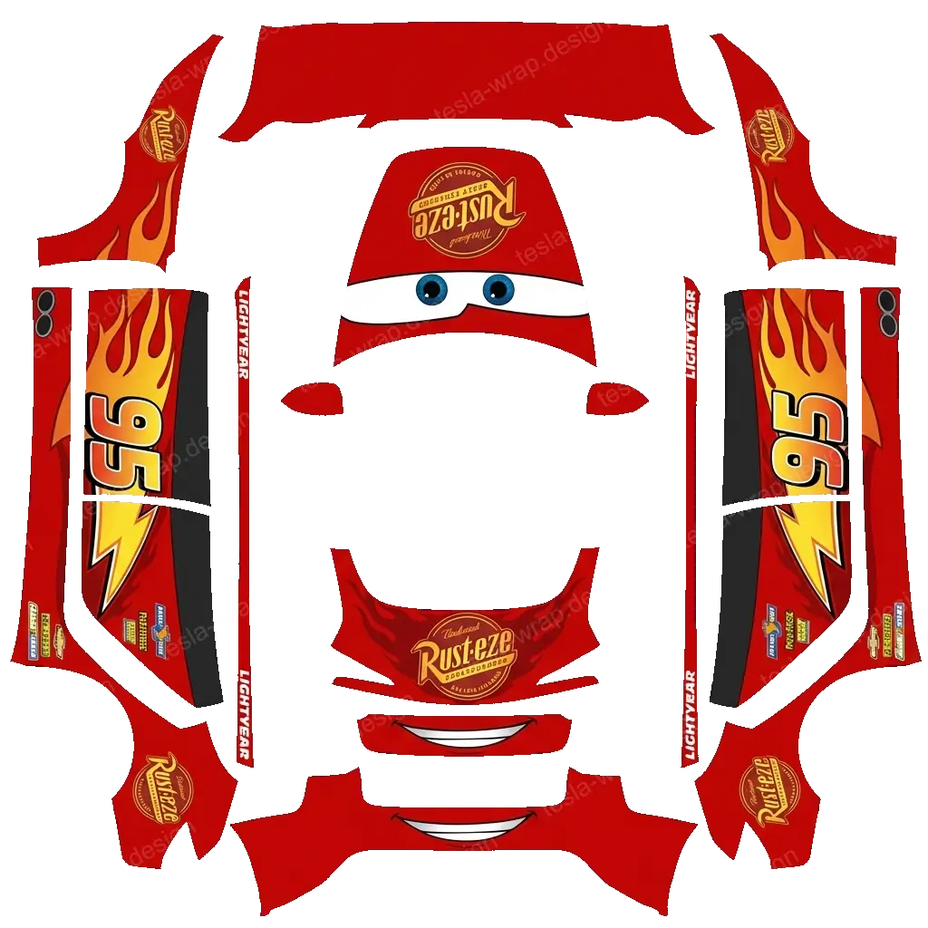 Tesla Model 3 (2024+) wrap design - Make a lightning mcqueen wrap