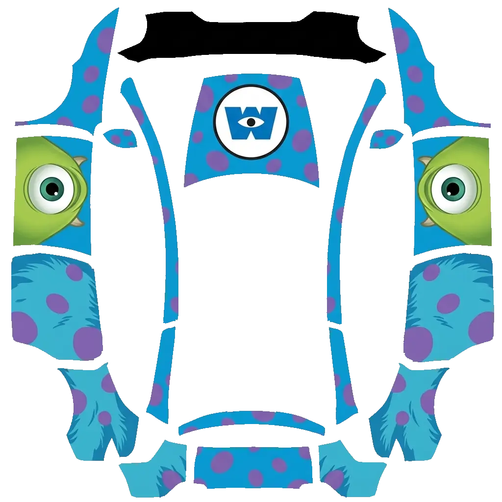 Tesla Model Y L wrap design - Monsters, Inc. style