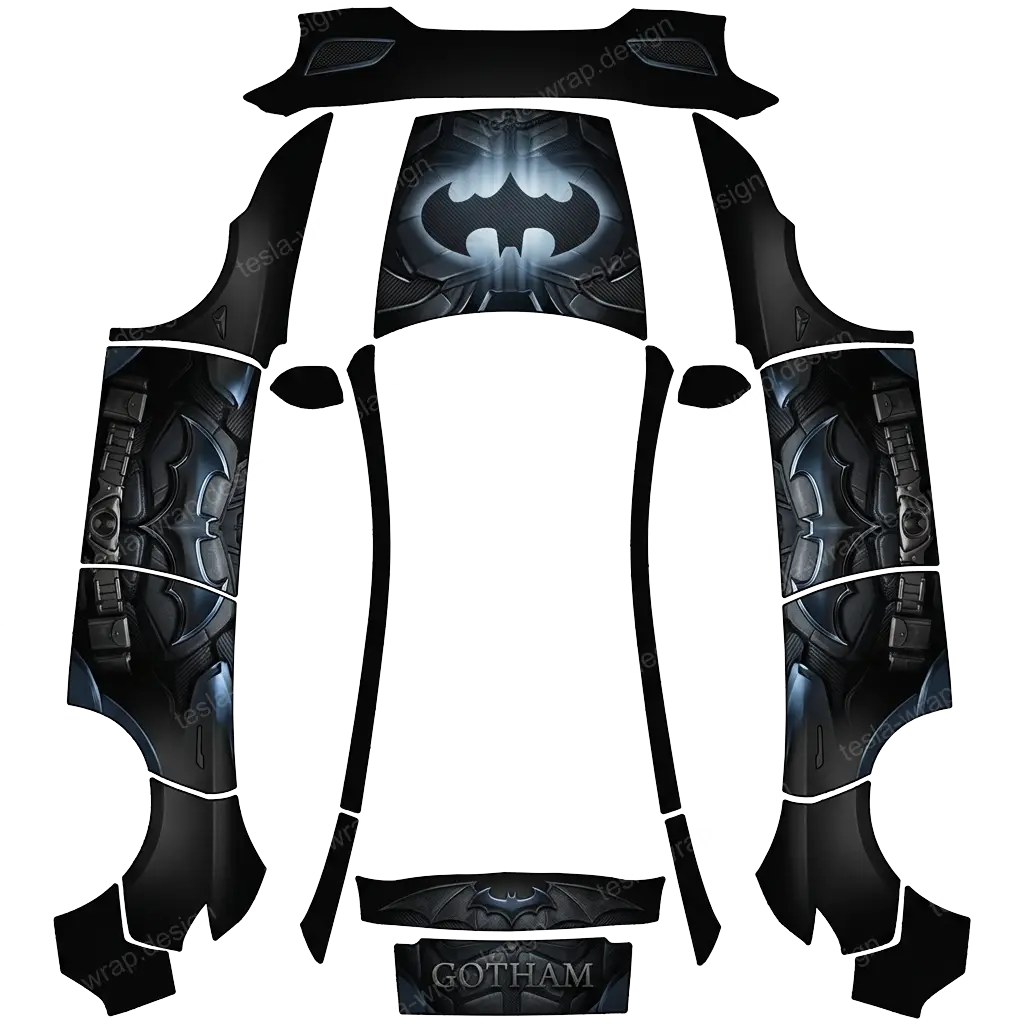 Tesla Model Y (2025+) wrap design - make high quality design for a batman