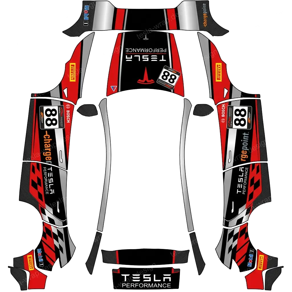 Tesla Model Y (2025+) custom wrap design - free download PNG