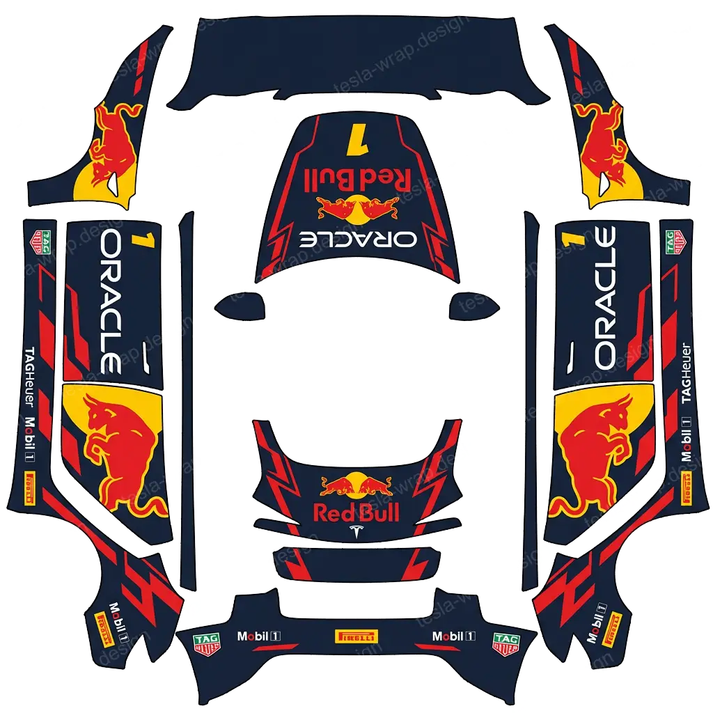 Tesla Model 3 (2024+) wrap design - F1 Red Bull raceing