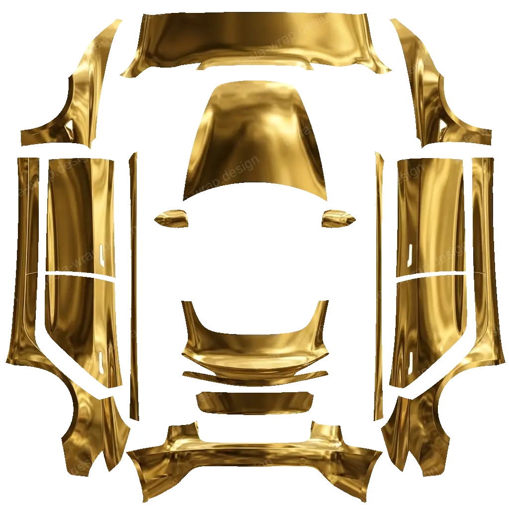 Tesla Model 3 (2024+) wrap design - A design made of gold to make it ultra premium with a chrome aspect