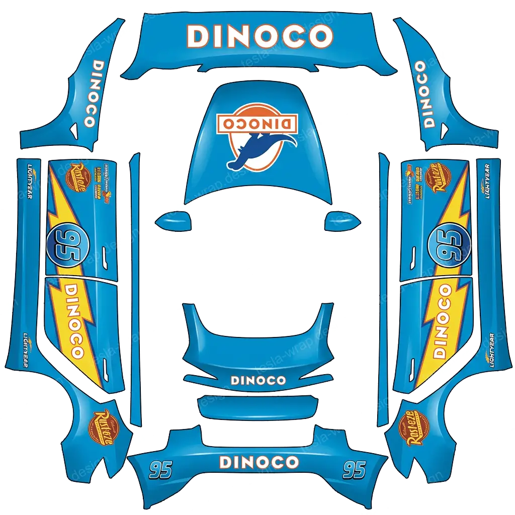 Tesla Model 3 (2024+) wrap design - Flash mc queen dinoco