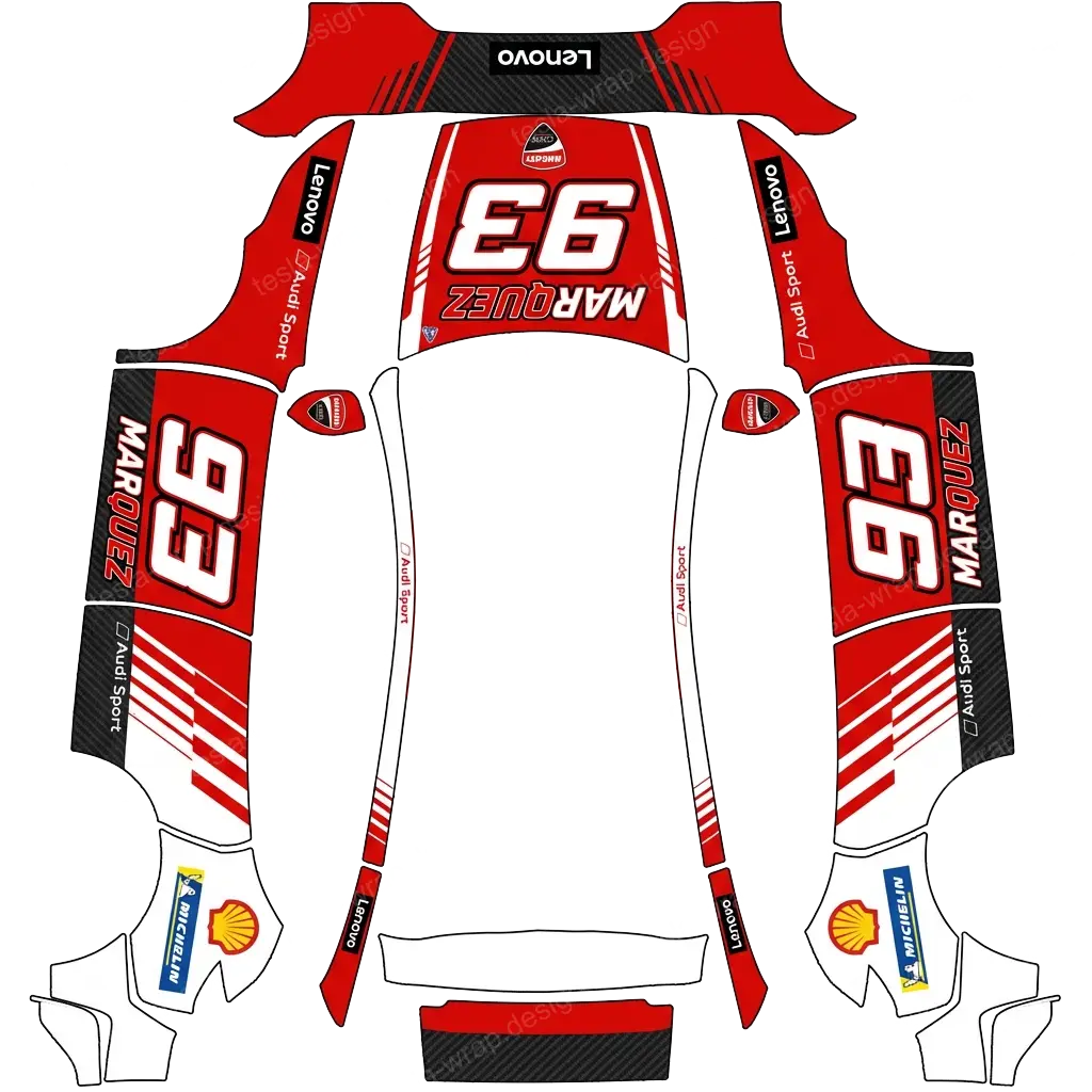 Tesla Model Y (2025+) wrap design - moto gp ducatti 2025 of marc marquez