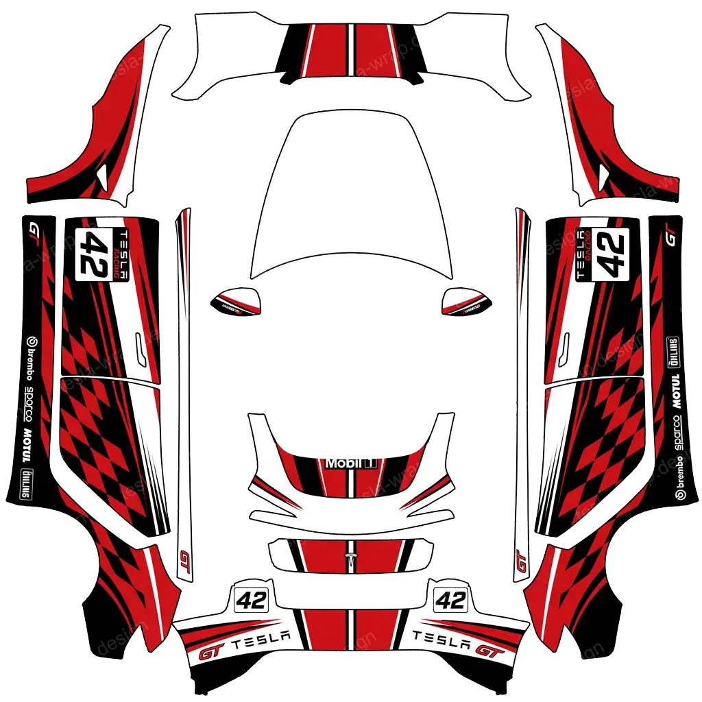 Tesla Model 3 (2024+) custom wrap design - free download PNG
