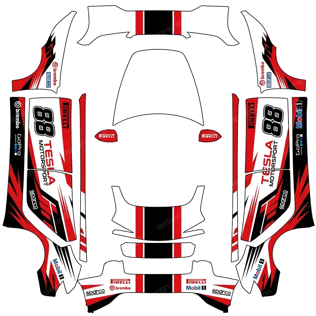Tesla Model 3 (2024+) custom wrap design - free download PNG