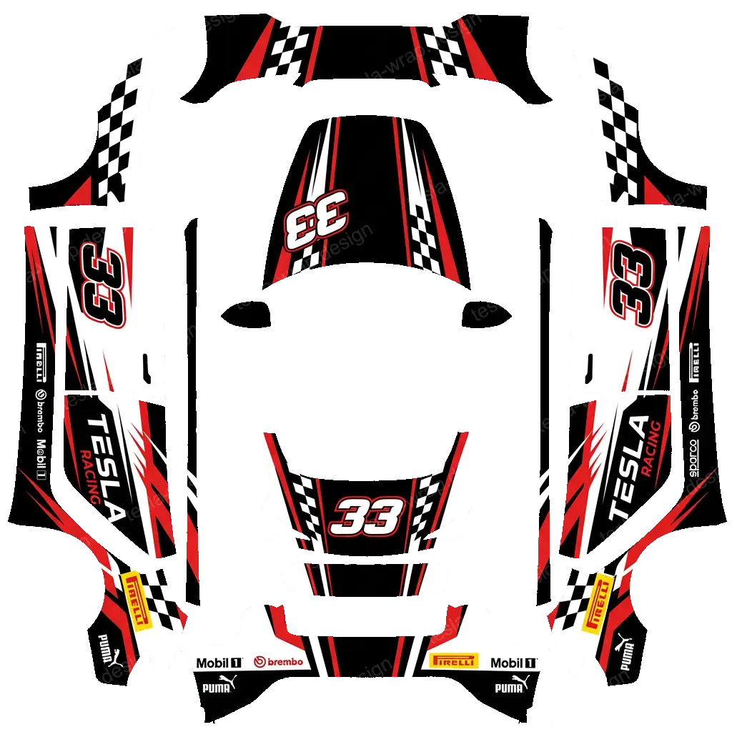 Tesla Model 3 (2024+) custom wrap design - free download PNG