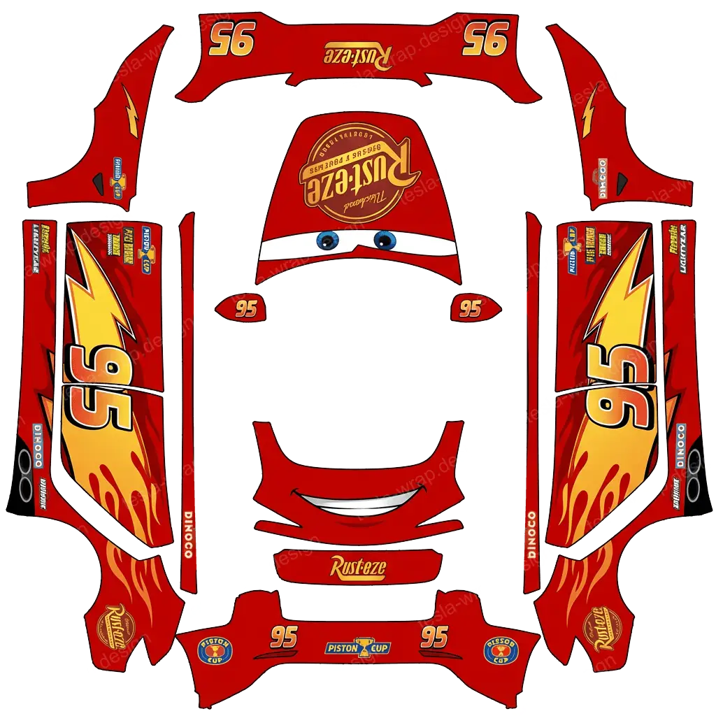 Tesla Model 3 (2024+) wrap design - Lightning mcqueen