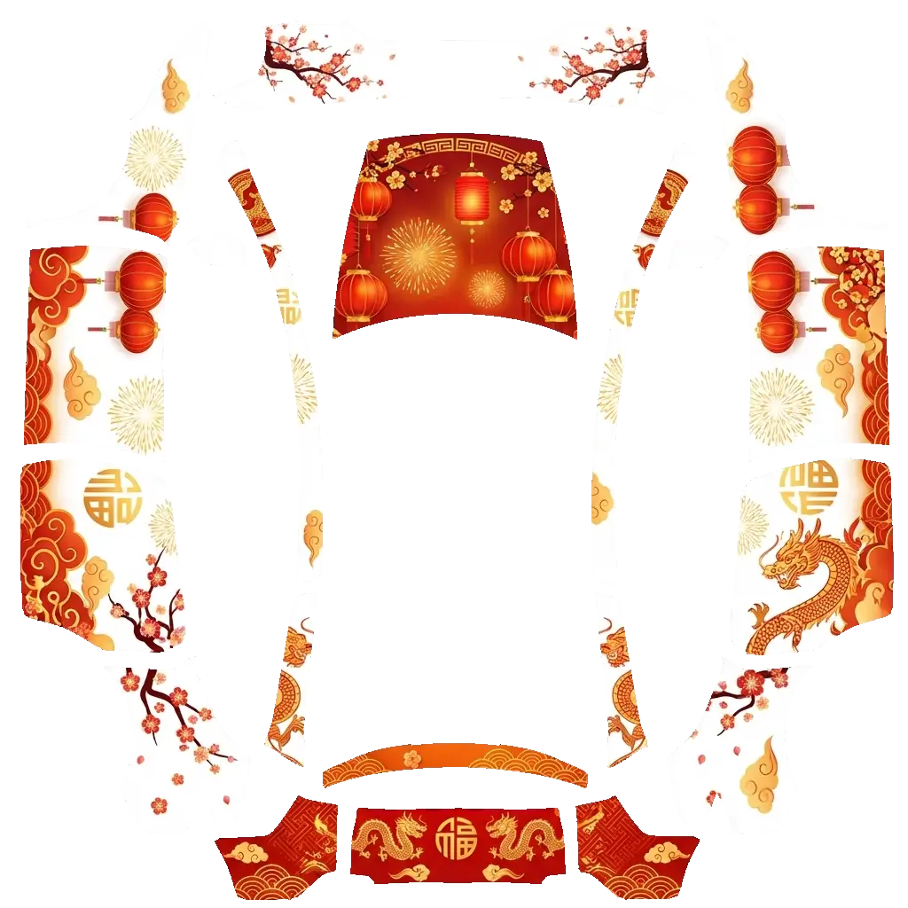 Tesla Model Y L wrap design - 中国农历新年气氛