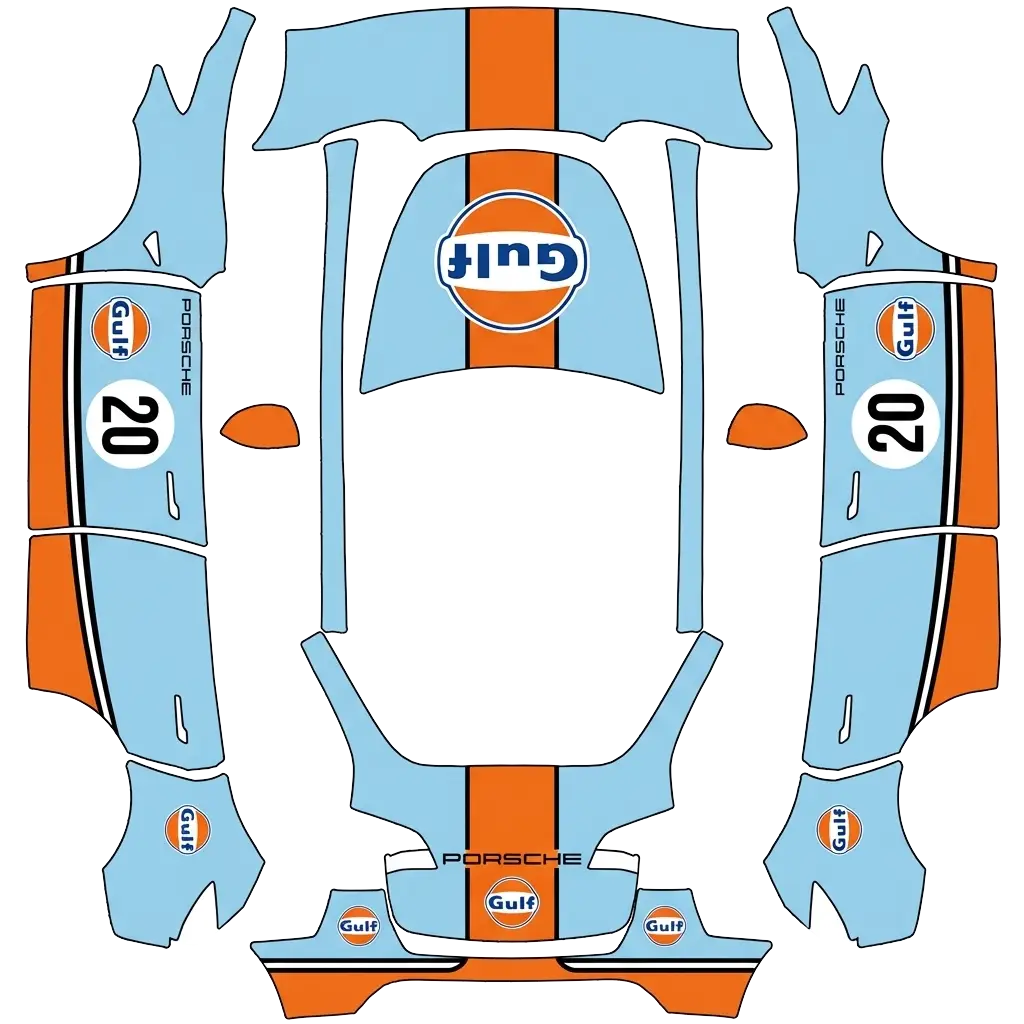 Tesla Model Y wrap design - Gulf racing avec logo