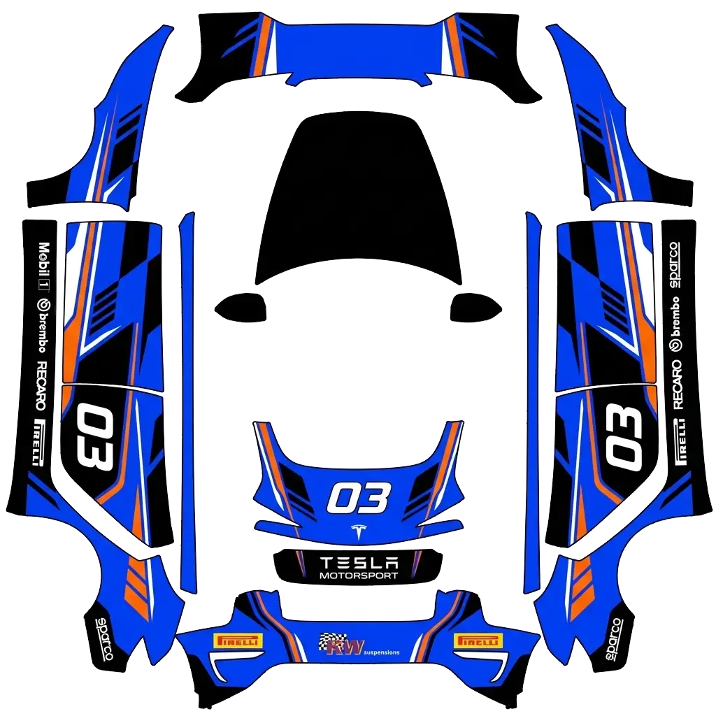 Tesla Model 3 (2024+) custom wrap design - free download PNG