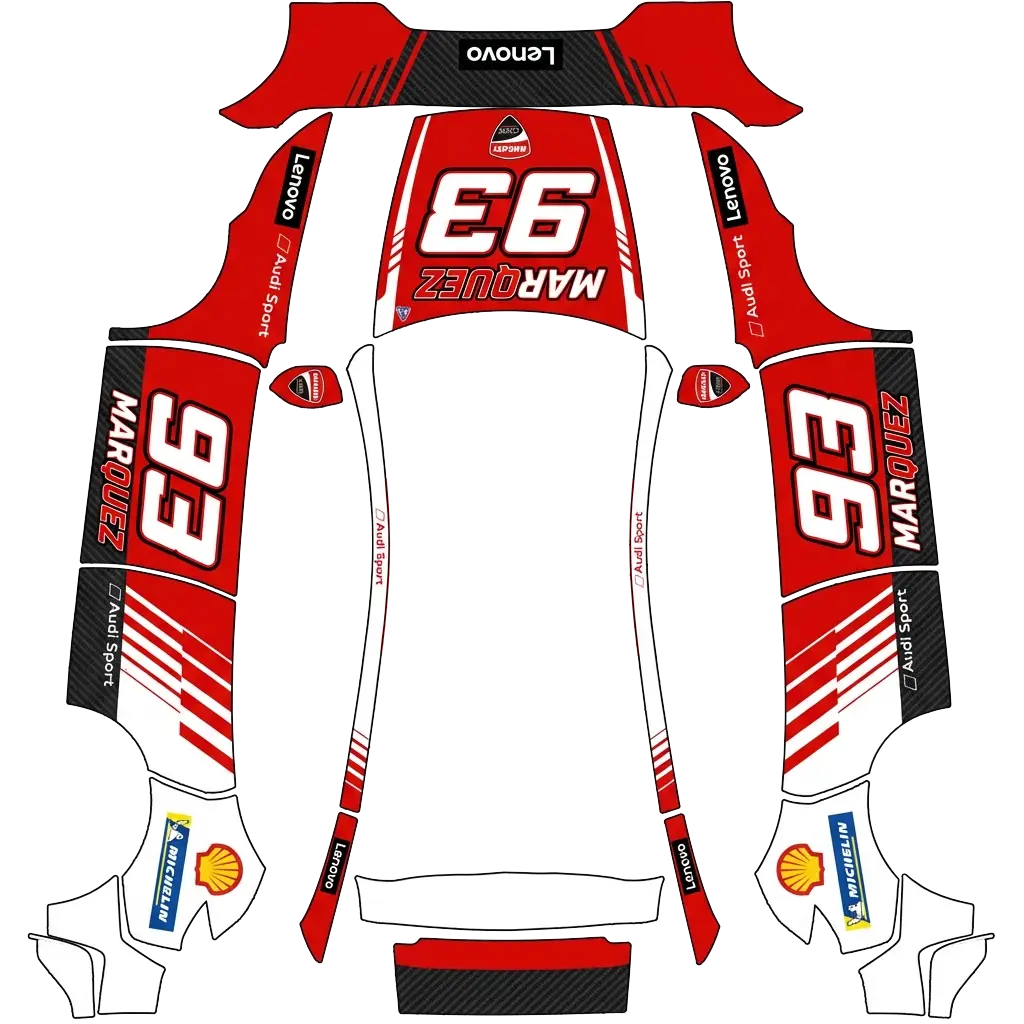 Tesla Model Y (2025+) wrap design - moto gp ducatti 2025 of marc marquez