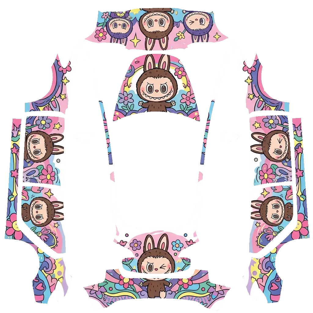 Tesla Model 3 wrap design - Create a Labubu cartoon anime car cover model.