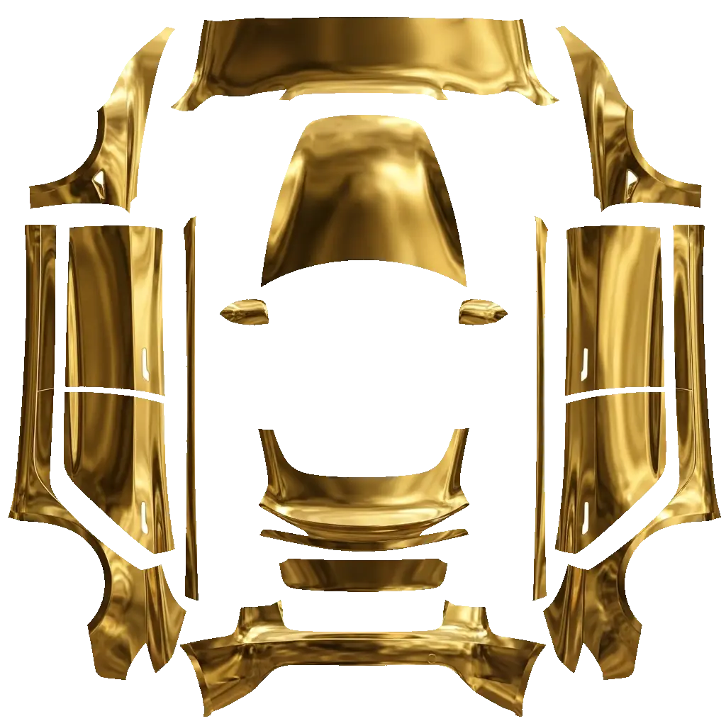 Tesla Model 3 (2024+) wrap design - A design made of gold to make it ultra premium with a chrome aspect