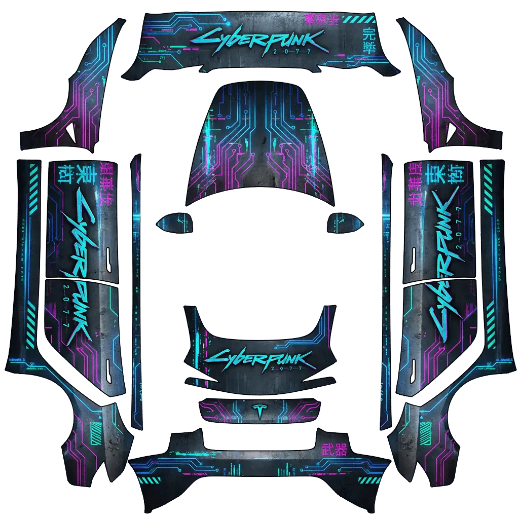 Tesla Model 3 (2024+) wrap design - make a cyberpunk 2077 desgin