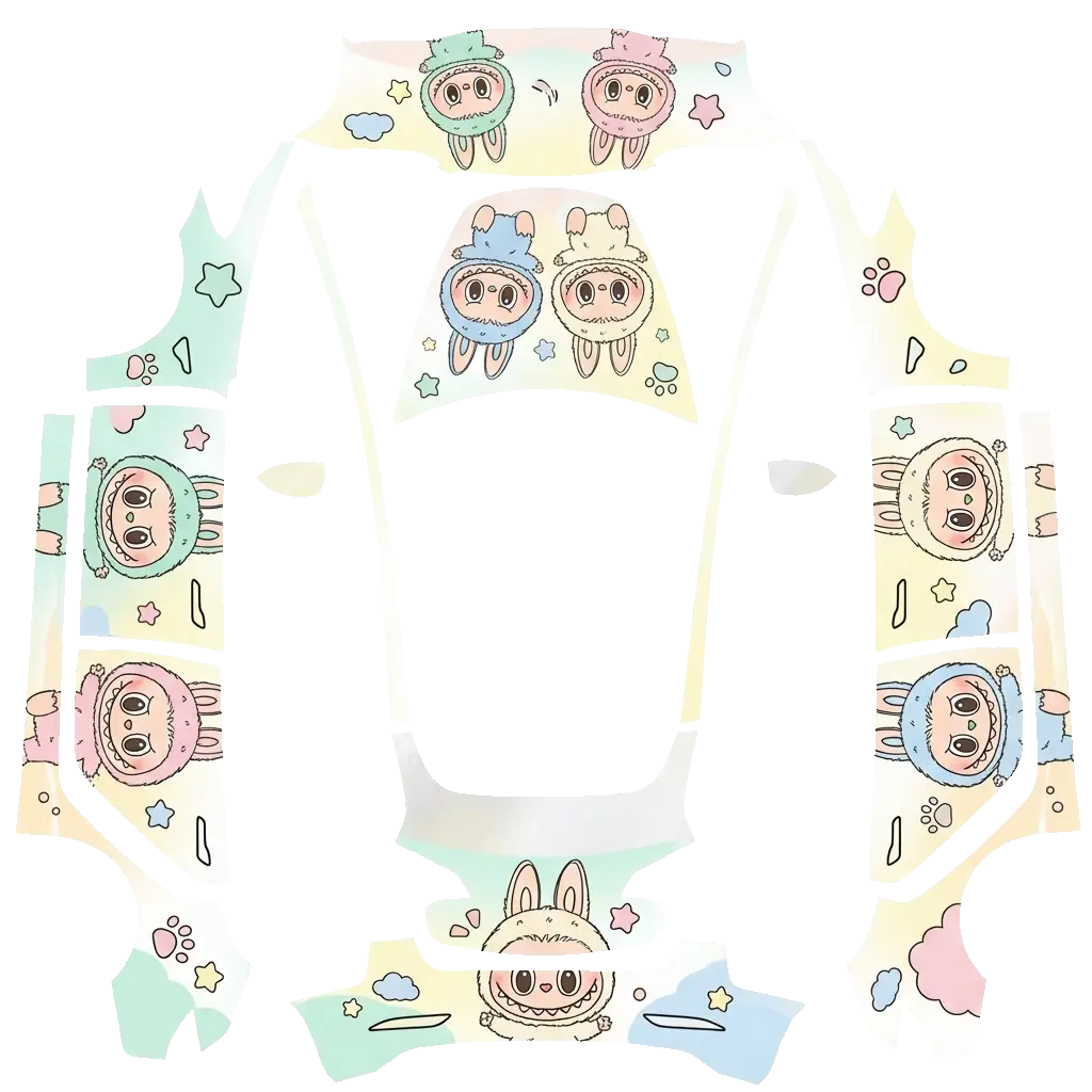 Tesla Model 3 wrap design - Create a fresh and cute Labubu cartoon car cover model.