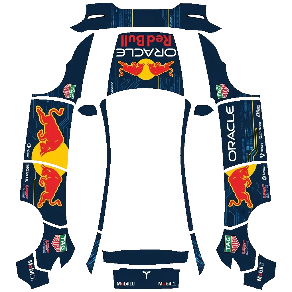 Tesla Model Y (2025+) wrap design - redbull oracle