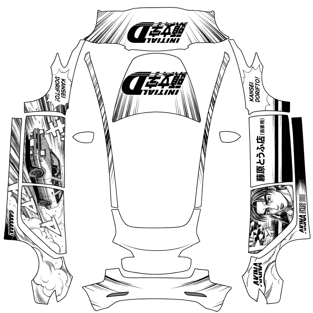 Tesla Model 3 wrap design - original comic design initial d