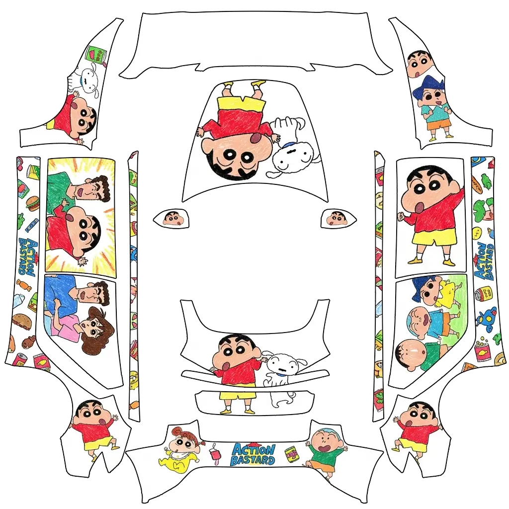 Tesla Model 3 (2024+) wrap design - crayon shinchan