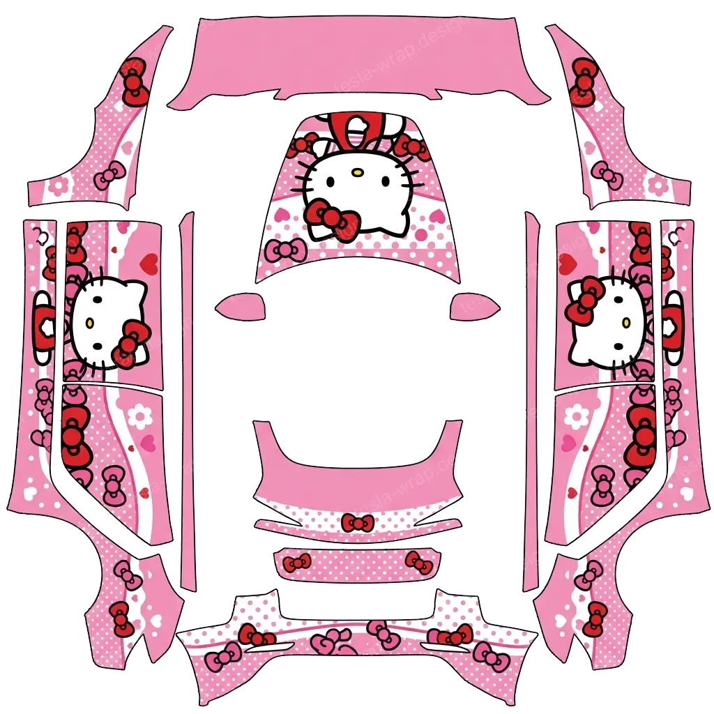 Tesla Model 3 (2024+) wrap design - Hello Kitty