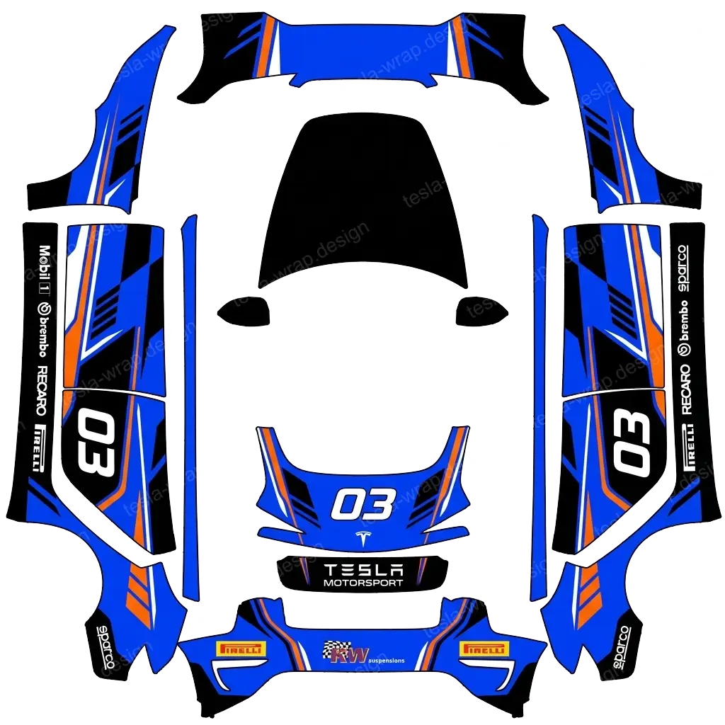 Tesla Model 3 (2024+) custom wrap design - free download PNG