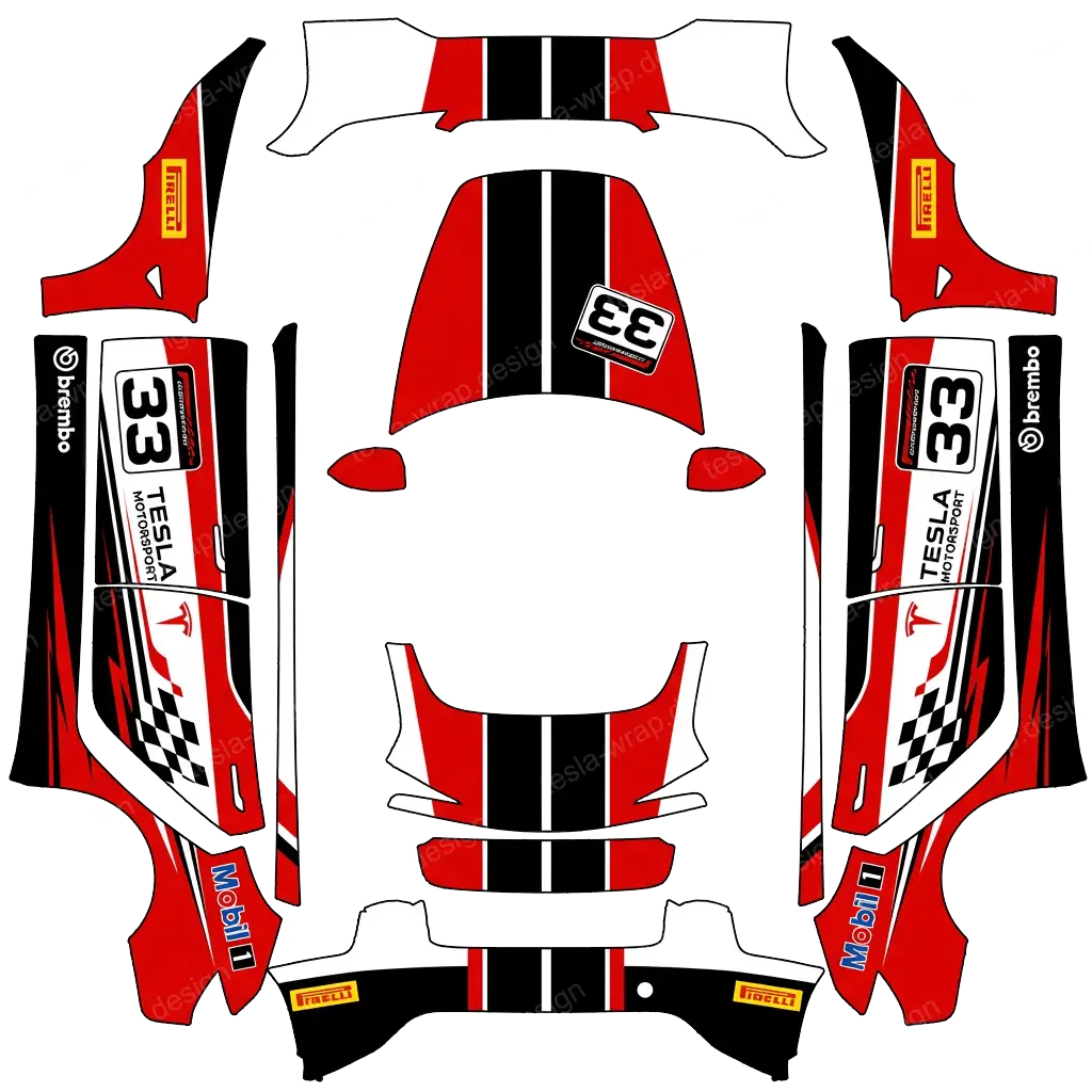 Tesla Model 3 (2024+) custom wrap design - free download PNG