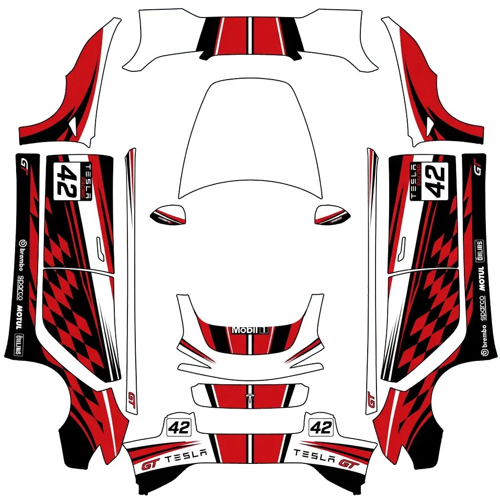 Tesla Model 3 (2024+) custom wrap design - free download PNG