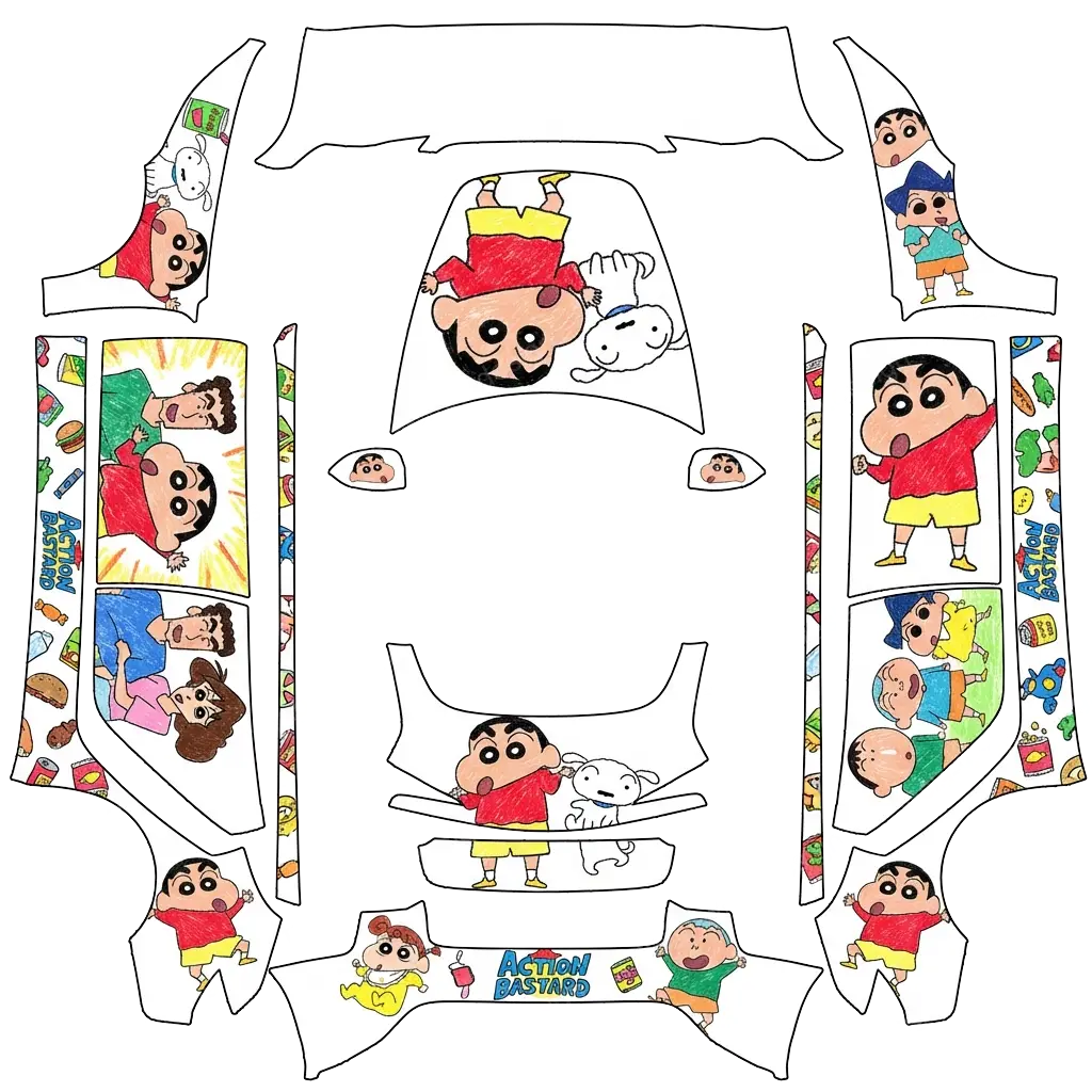 Tesla Model 3 (2024+) wrap design - crayon shinchan