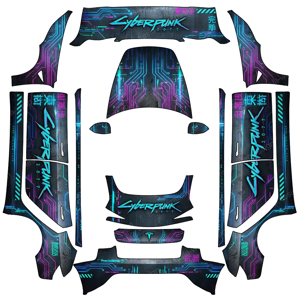 Tesla Model 3 (2024+) wrap design - make a cyberpunk 2077 desgin