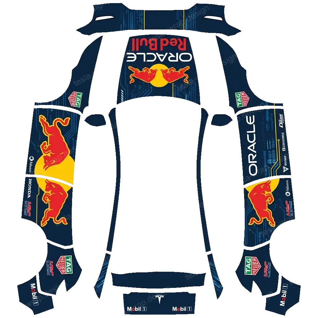 Tesla Model Y (2025+) wrap design - redbull oracle