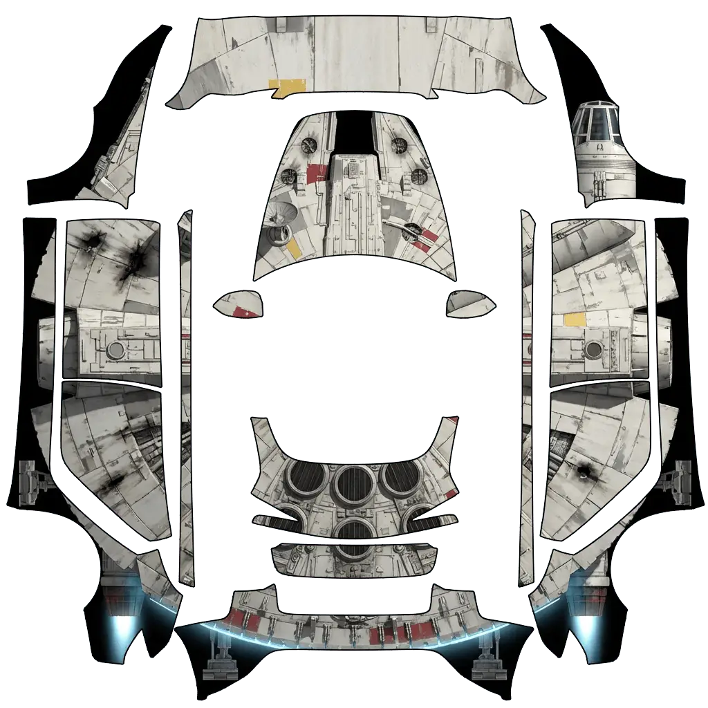 Tesla Model 3 (2024+) wrap design - Décorer la tesla tel le faucon Millenium de star wars