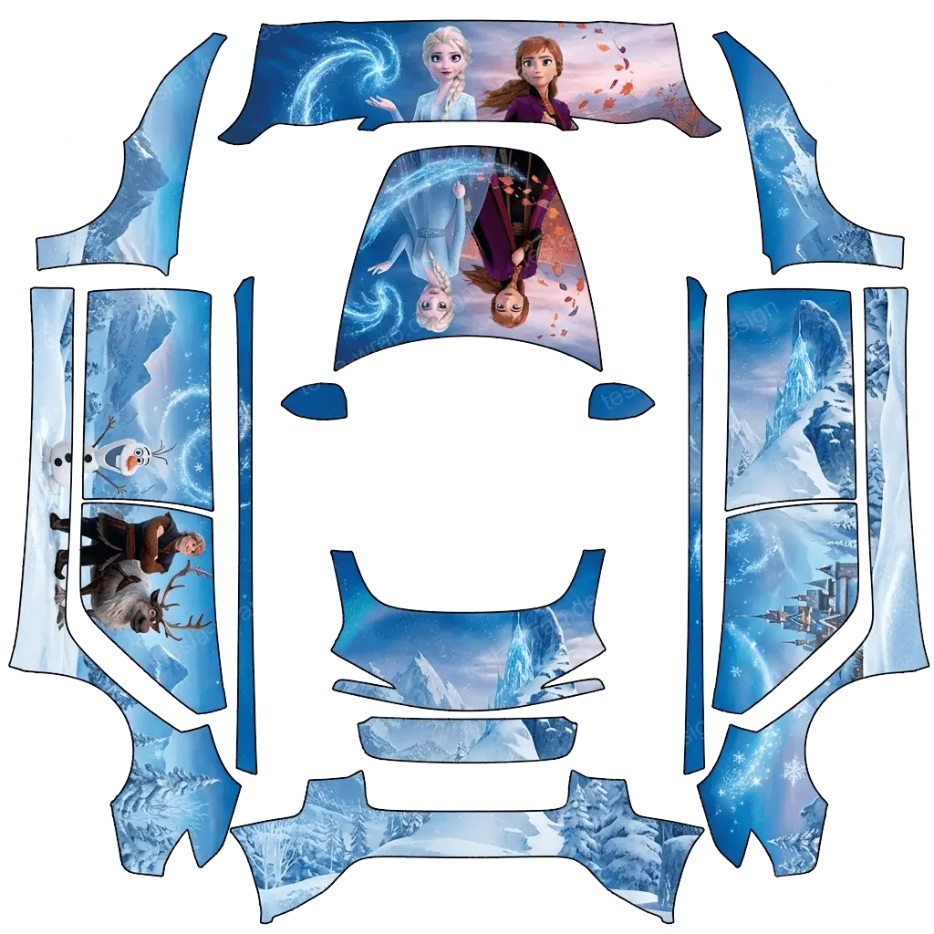 Tesla Model 3 (2024+) wrap design - Frozen movie with Elsa and Anna