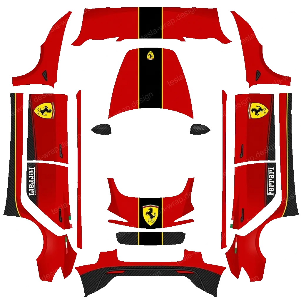 Tesla Model 3 (2024+) wrap design - Ferrari