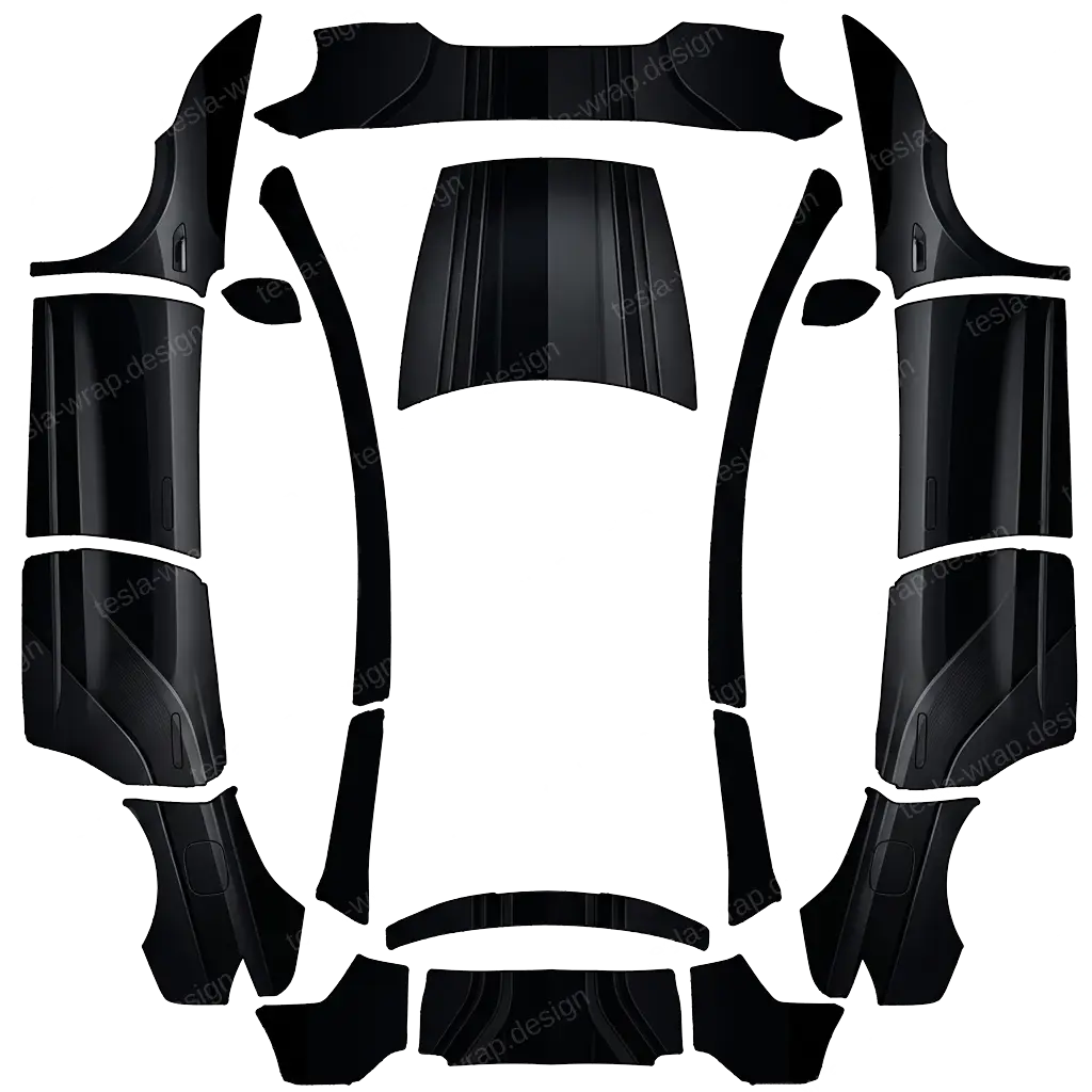 Tesla Model Y L wrap design - AITO M9. Colors: black.