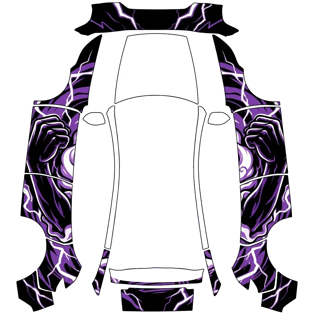 Tesla Model Y (2025+) with a Purple wrap, 3D Paint Shop preview