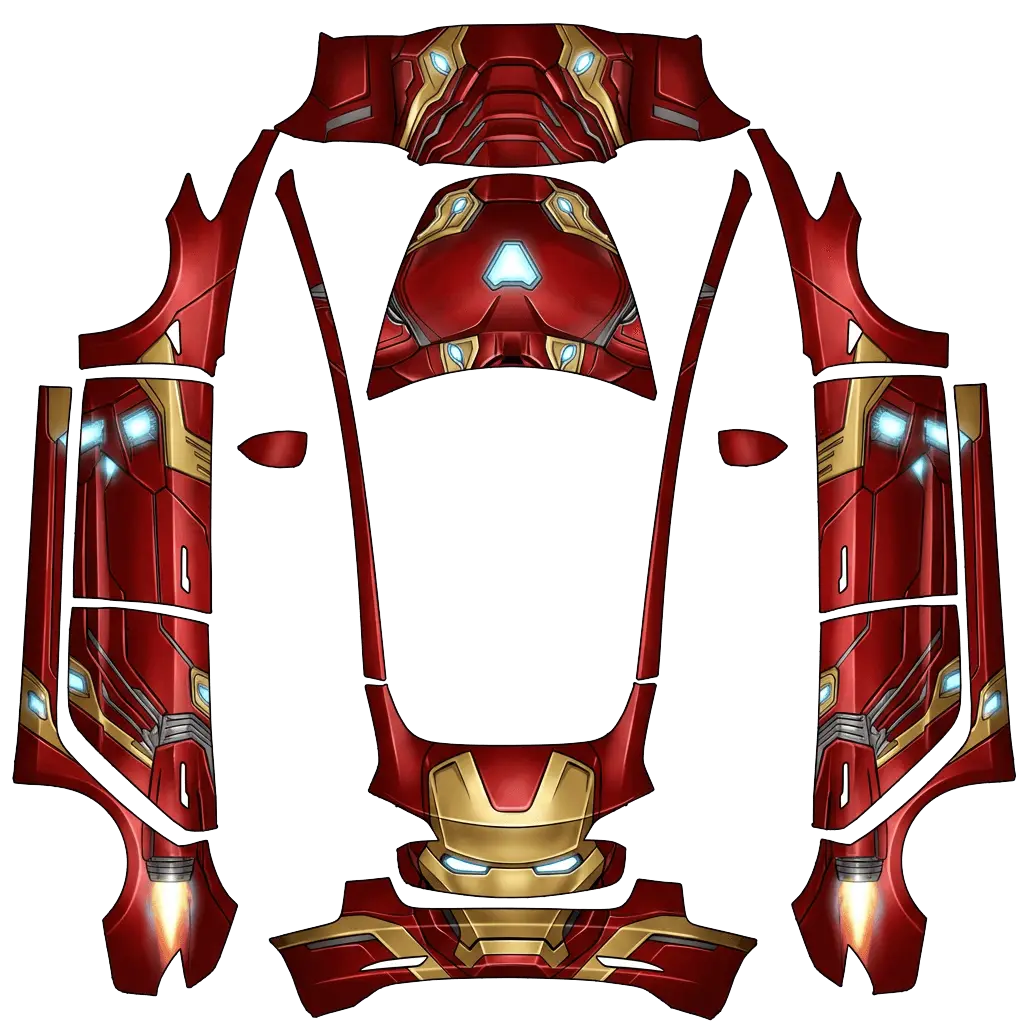 Tesla Model 3 wrap design - Marvel Iron Man car paint job