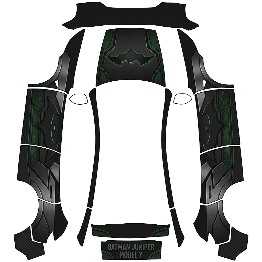 Batman Tesla Model Y (2025+) Premium wrap PNG - flat 1024x1024 wrap PNG template for Tesla Model Y (2025+) Premium Paint Shop