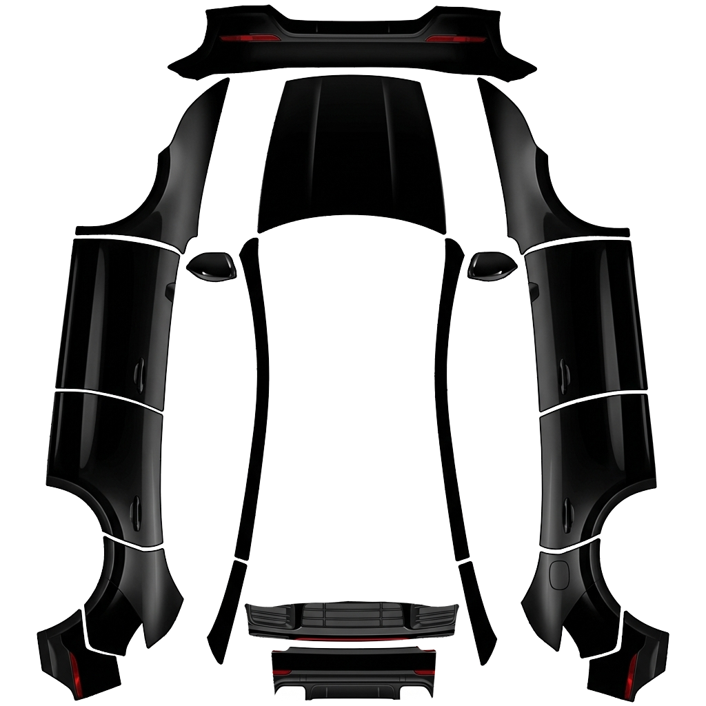 Black Tesla Model Y (2025+) Premium wrap PNG - flat 1024x1024 wrap PNG template for Tesla Model Y (2025+) Premium Paint Shop
