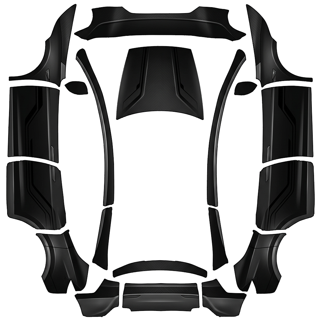Black Tesla Model Y L wrap PNG - flat 1024x1024 wrap PNG template for Tesla Model Y L Paint Shop