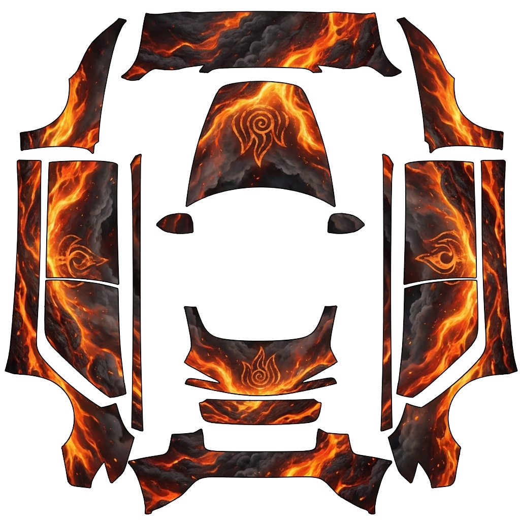Tesla Model 3 (2024+) Standard & Premium with a Flames wrap, 3D preview