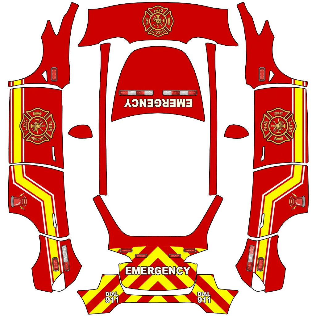 Flames Tesla Model Y wrap PNG - flat 1024x1024 wrap PNG template for Tesla Model Y Paint Shop