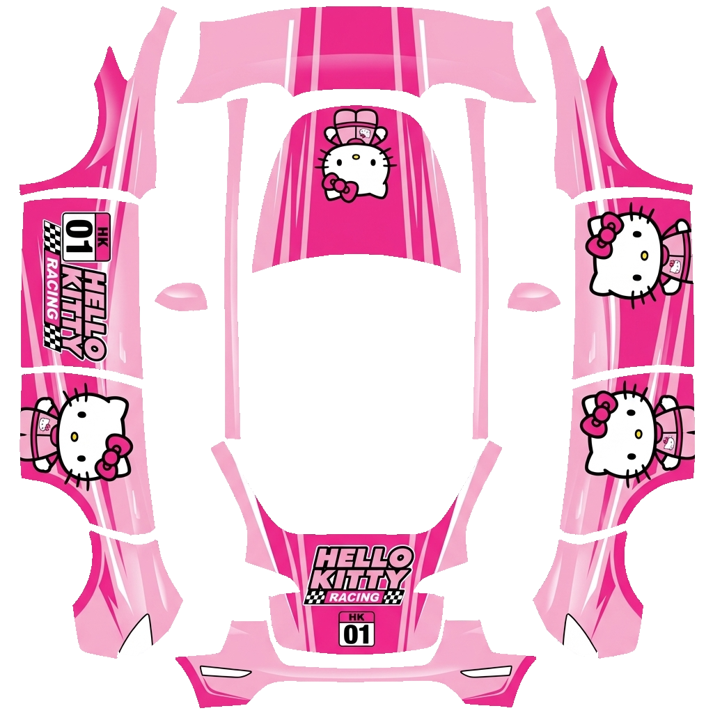 Hello Kitty baby-pink Tesla Model Y wrap PNG - flat 1024x1024 wrap PNG template for Tesla Model Y Paint Shop