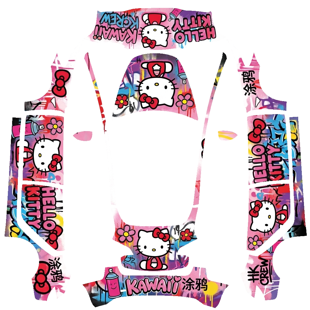 Hello Kitty Tesla Model 3 wrap PNG - flat 1024x1024 wrap PNG template for Tesla Model 3 Paint Shop