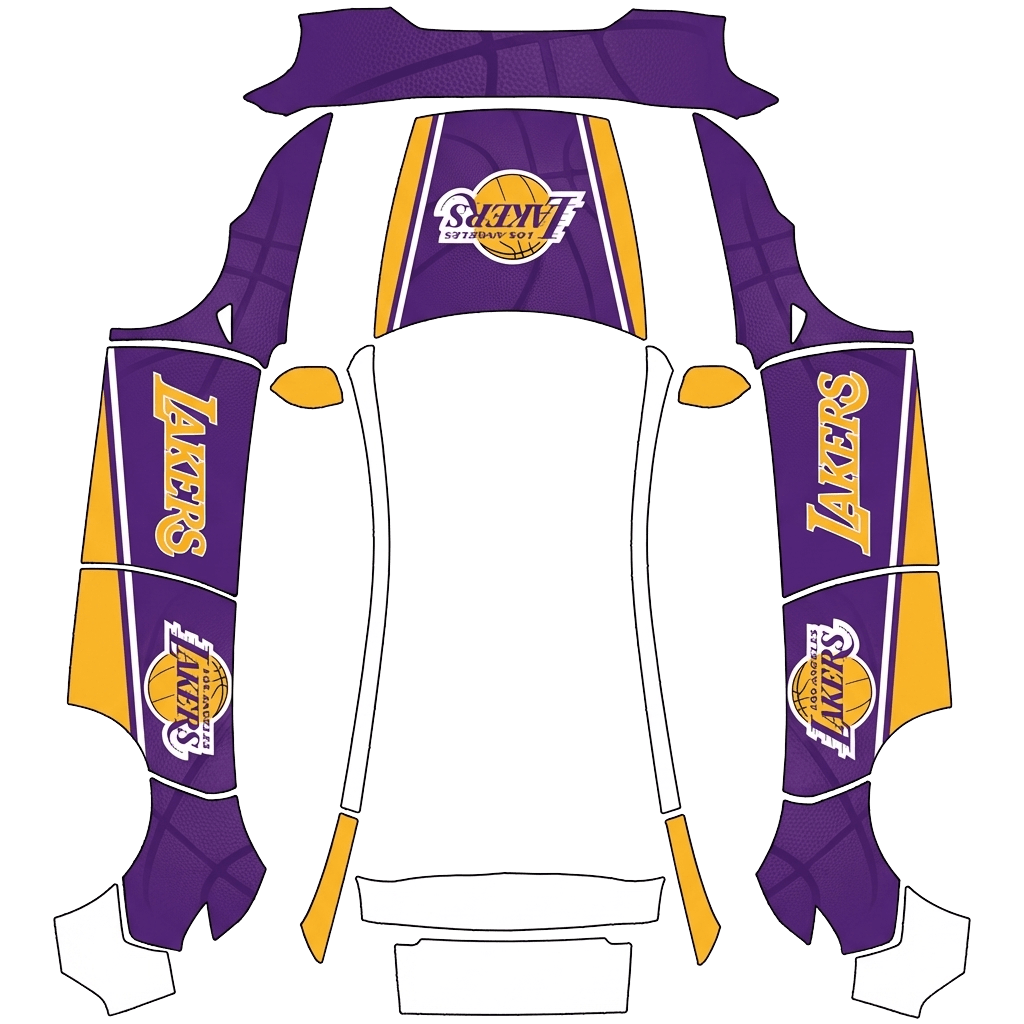 Tesla Model Y (2025+) Premium with a Los Angeles Lakers wrap, 3D preview